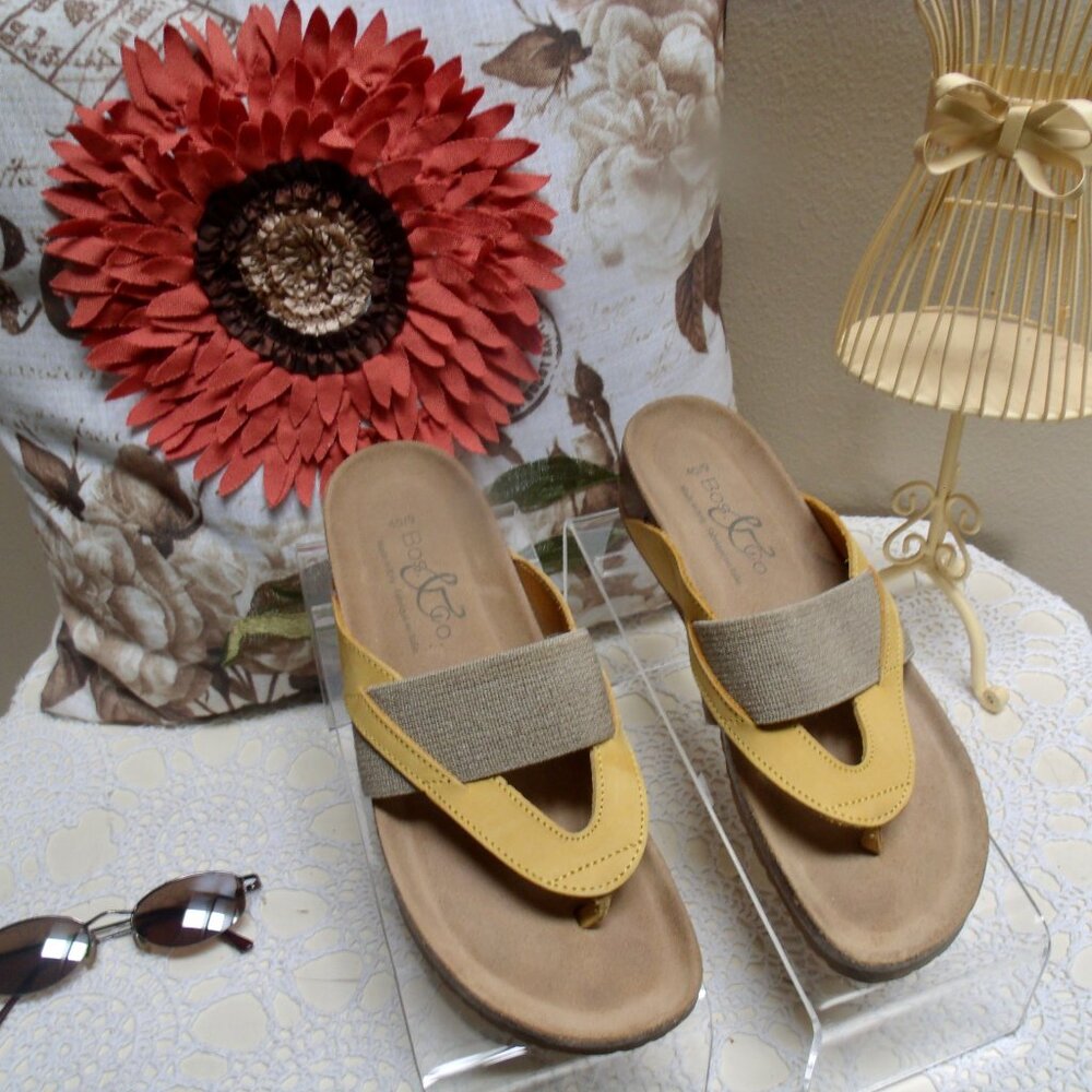 Bos. & Co. Wedge Thong Sandal Yellow Nubuck Leather 9 US 40 EU - Picture 6 of 6